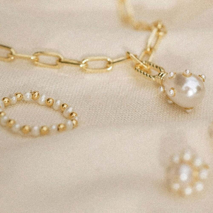 Daisy London Gold Plate Shrimps Pearl Beaded Ring Additional Image - 3