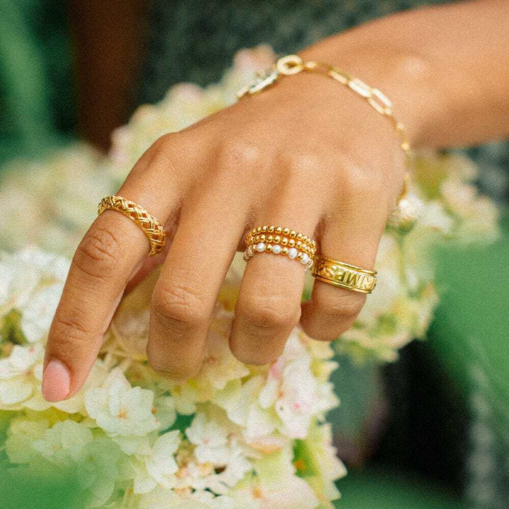 Daisy London Gold Plate Shrimps Pearl Beaded Ring Additional Image - 4