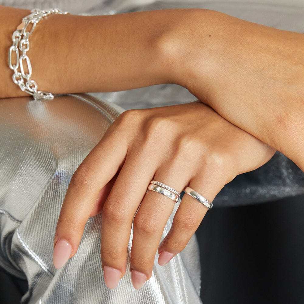 Daisy London Gold Plate / Sterling Silver Star Engraved Stacking Ring Additional Image - 2