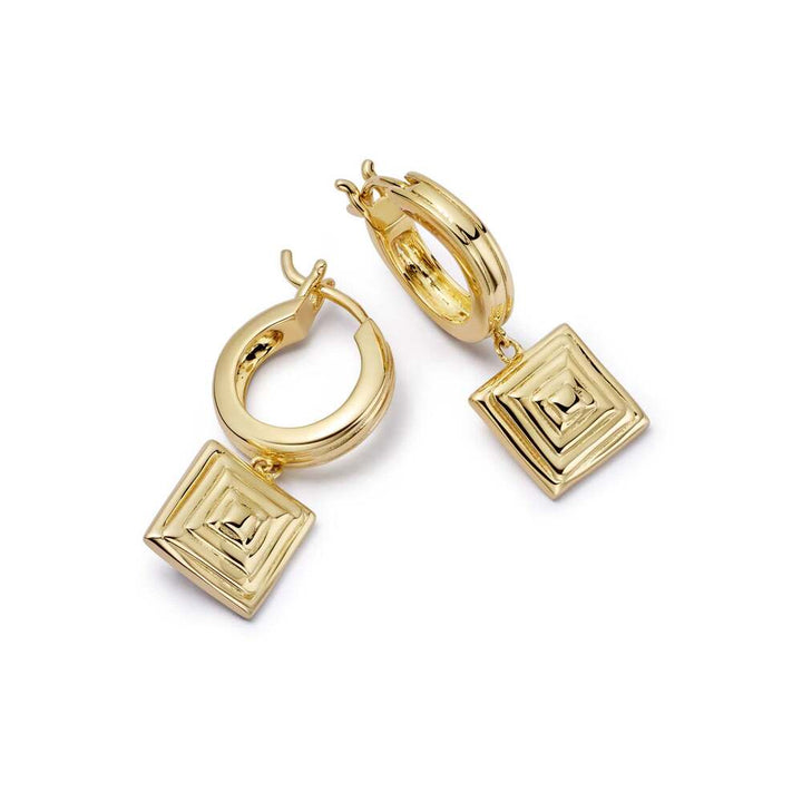 Daisy London Gold Plate Strata Square Drop Earrings