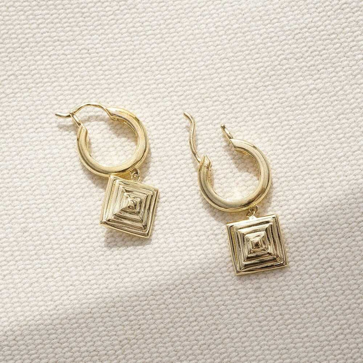Daisy London Gold Plate Strata Square Drop Earrings Additional Image - 2