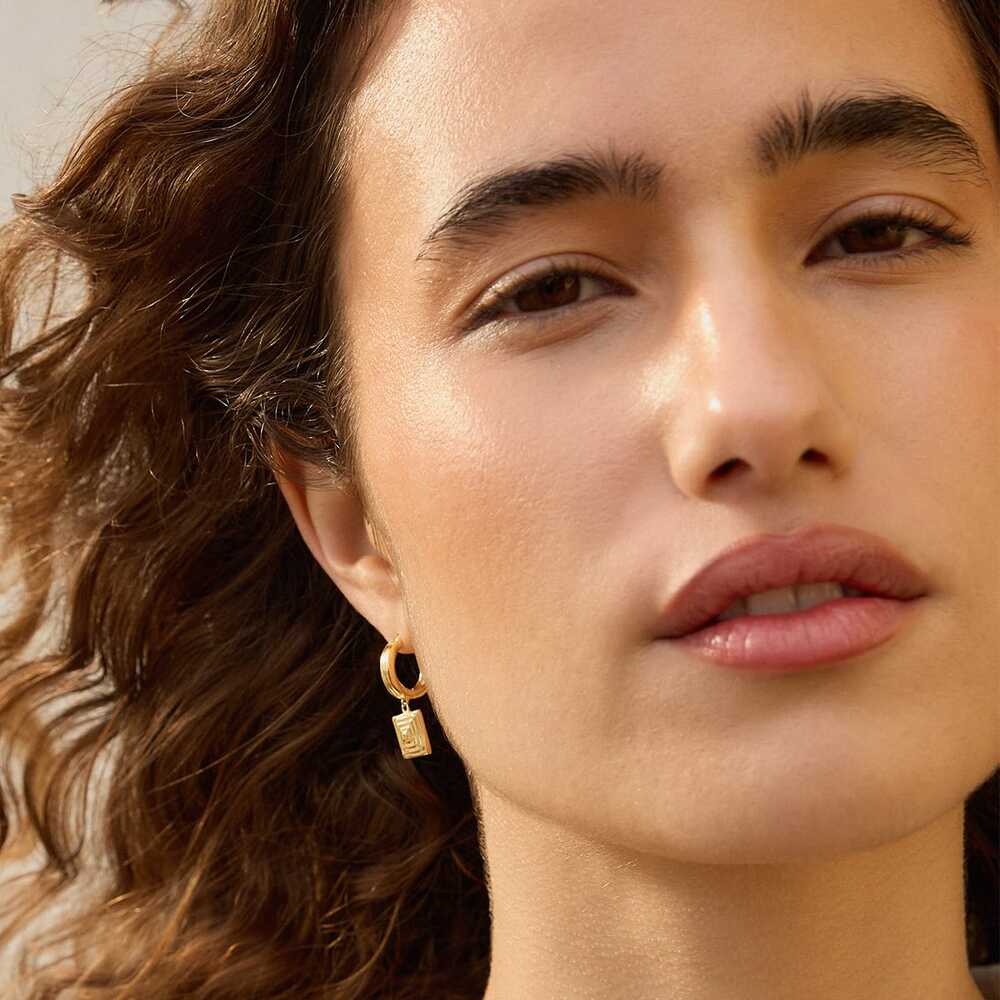 Daisy London Gold Plate Strata Square Drop Earrings Additional Image - 3