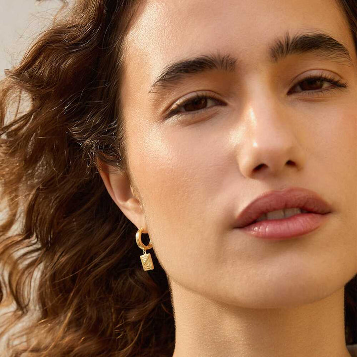 Daisy London Gold Plate Strata Square Drop Earrings Additional Image - 3