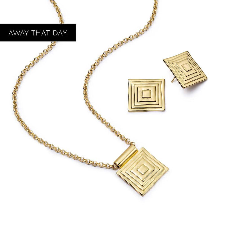Daisy London Gold Plate Strata Square Earrings &amp; Necklace Set