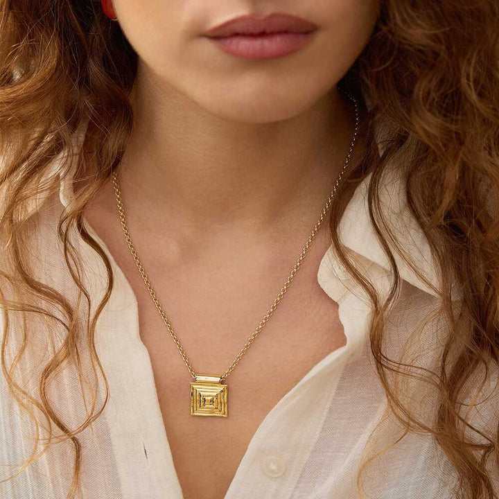 Daisy London Gold Plate Strata Square Earrings &amp; Necklace Set Additional Image - 2