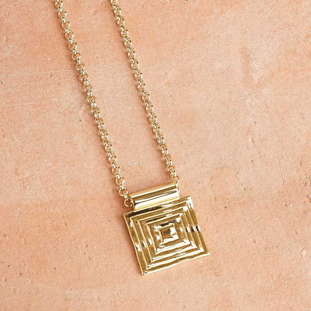 Daisy London Gold Plate Strata Square Earrings &amp; Necklace Set Additional Image - 5