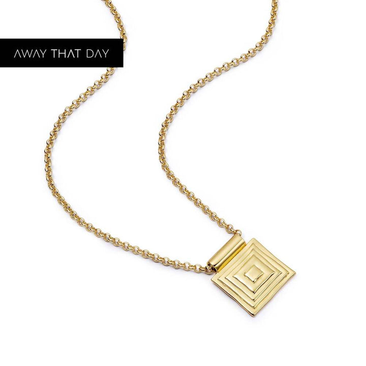 Daisy London Gold Plate Strata Square Pendant Necklace