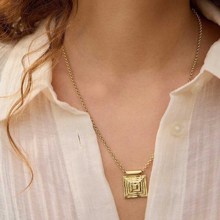 Daisy London Gold Plate Strata Square Pendant Necklace Additional Image - 1