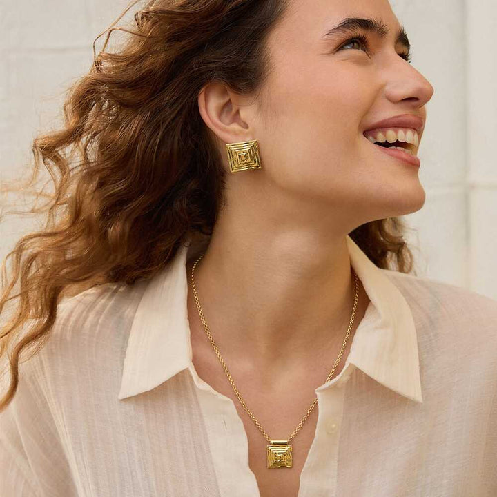 Daisy London Gold Plate Strata Square Pendant Necklace Additional Image - 5