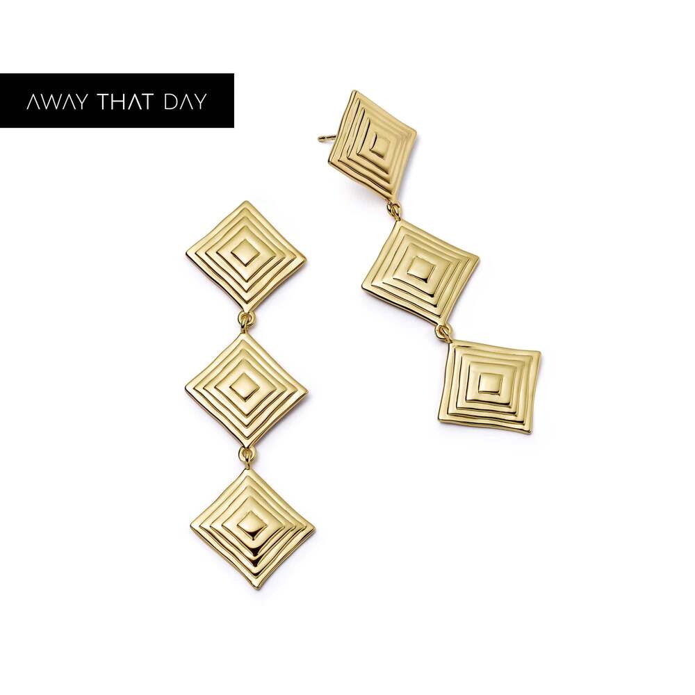 Daisy London Gold Plate Strata Triple Drop Earrings