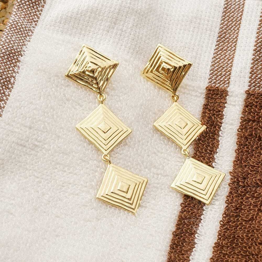 Daisy London Gold Plate Strata Triple Drop Earrings Additional Image - 2