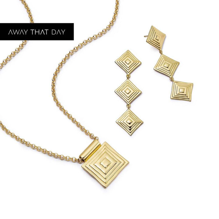Daisy London Gold Plate Strata Triple Drop Earrings &amp; Necklace Set