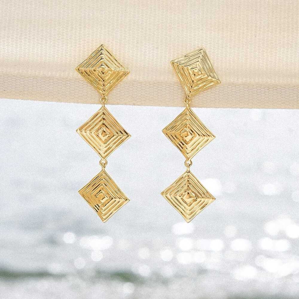 Daisy London Gold Plate Strata Triple Drop Earrings &amp; Necklace Set Additional Image - 2