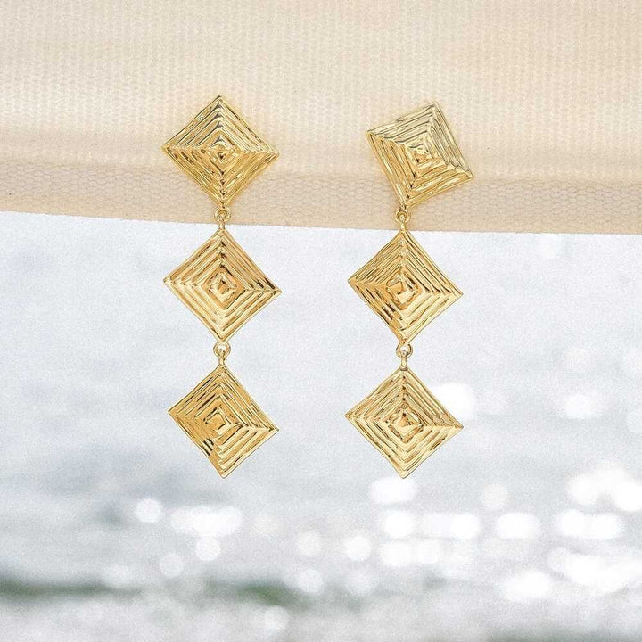 Daisy London Gold Plate Strata Triple Drop Earrings &amp; Necklace Set Additional Image - 2