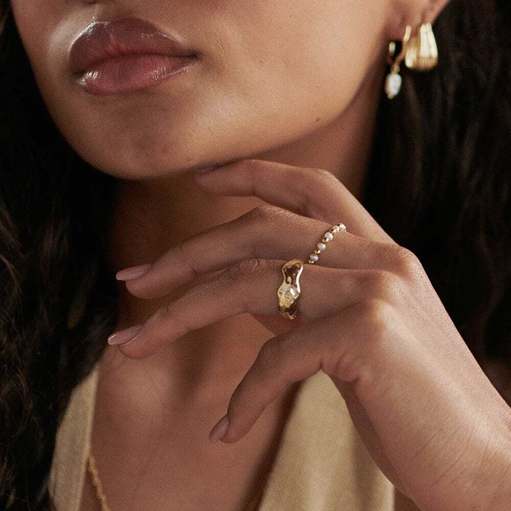 Daisy London Gold Plate Summer Icons Ring Stack Additional Image - 1