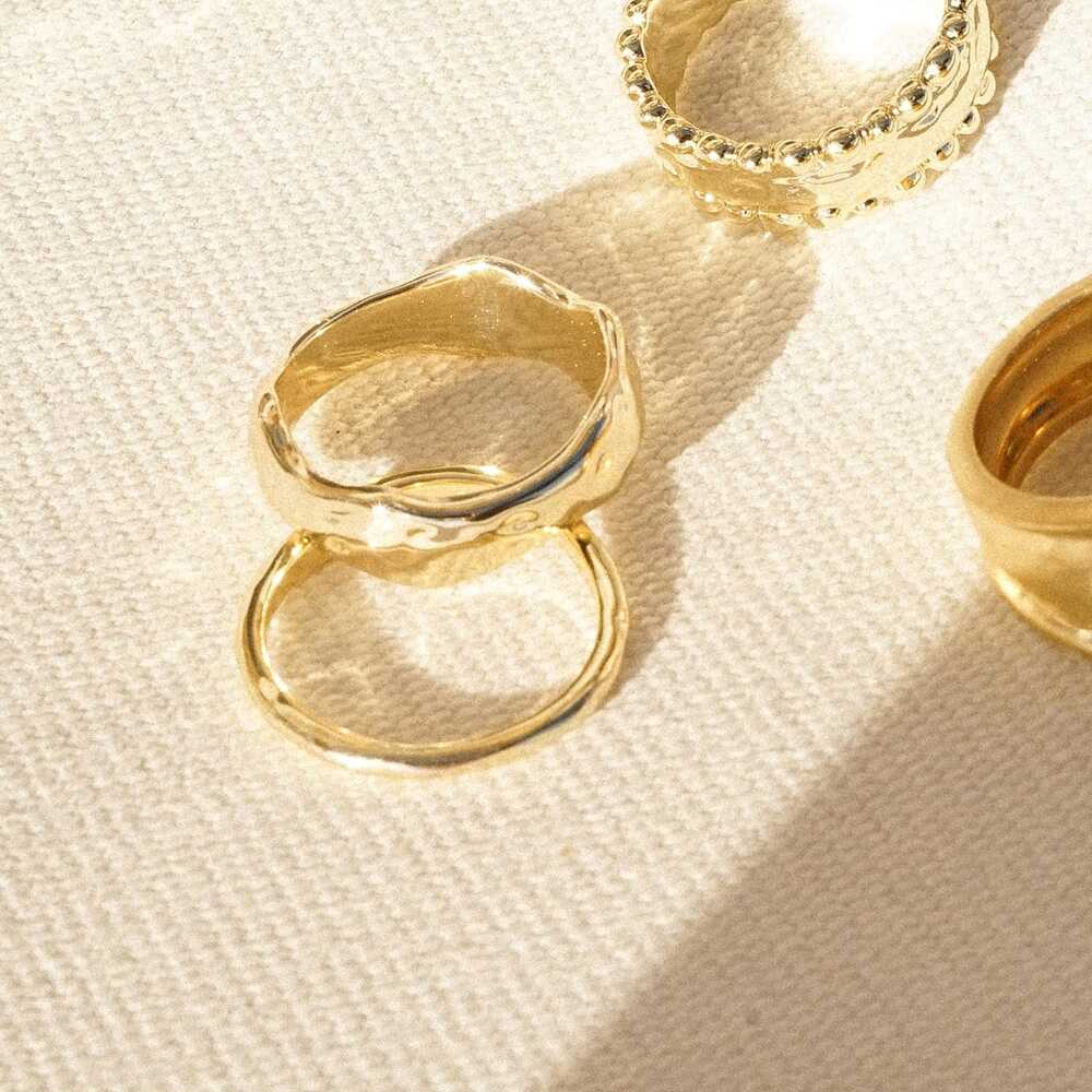 Daisy London Gold Plate Summer Icons Ring Stack Additional Image - 2