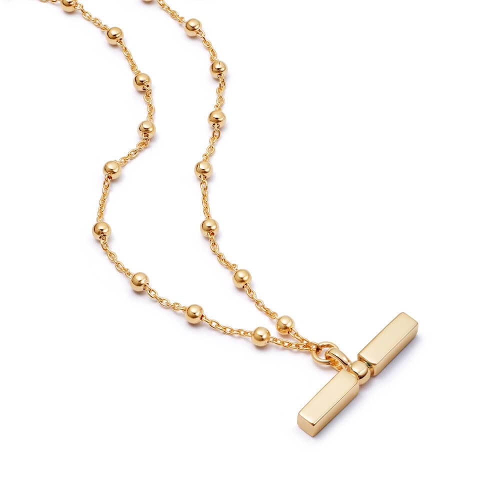 Daisy London Gold Plate T Bar Bobble Chain Necklace