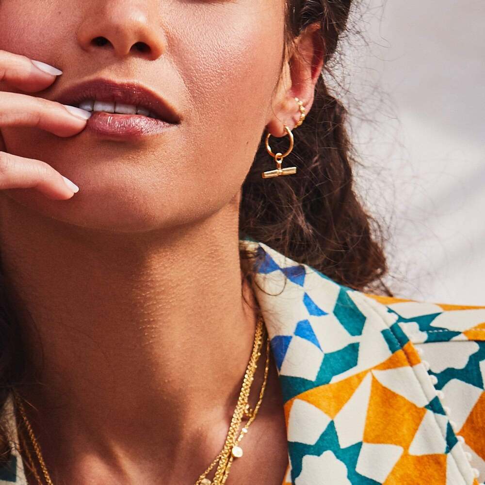 Daisy London Gold Plate T Bar Earrings Additional Image - 1