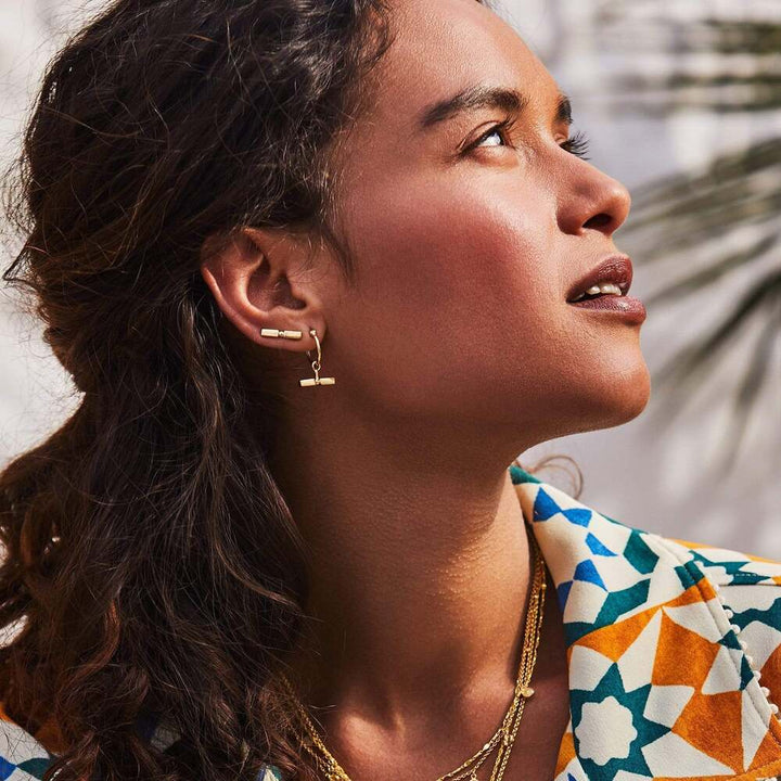 Daisy London Gold Plate T Bar Earrings Additional Image - 2