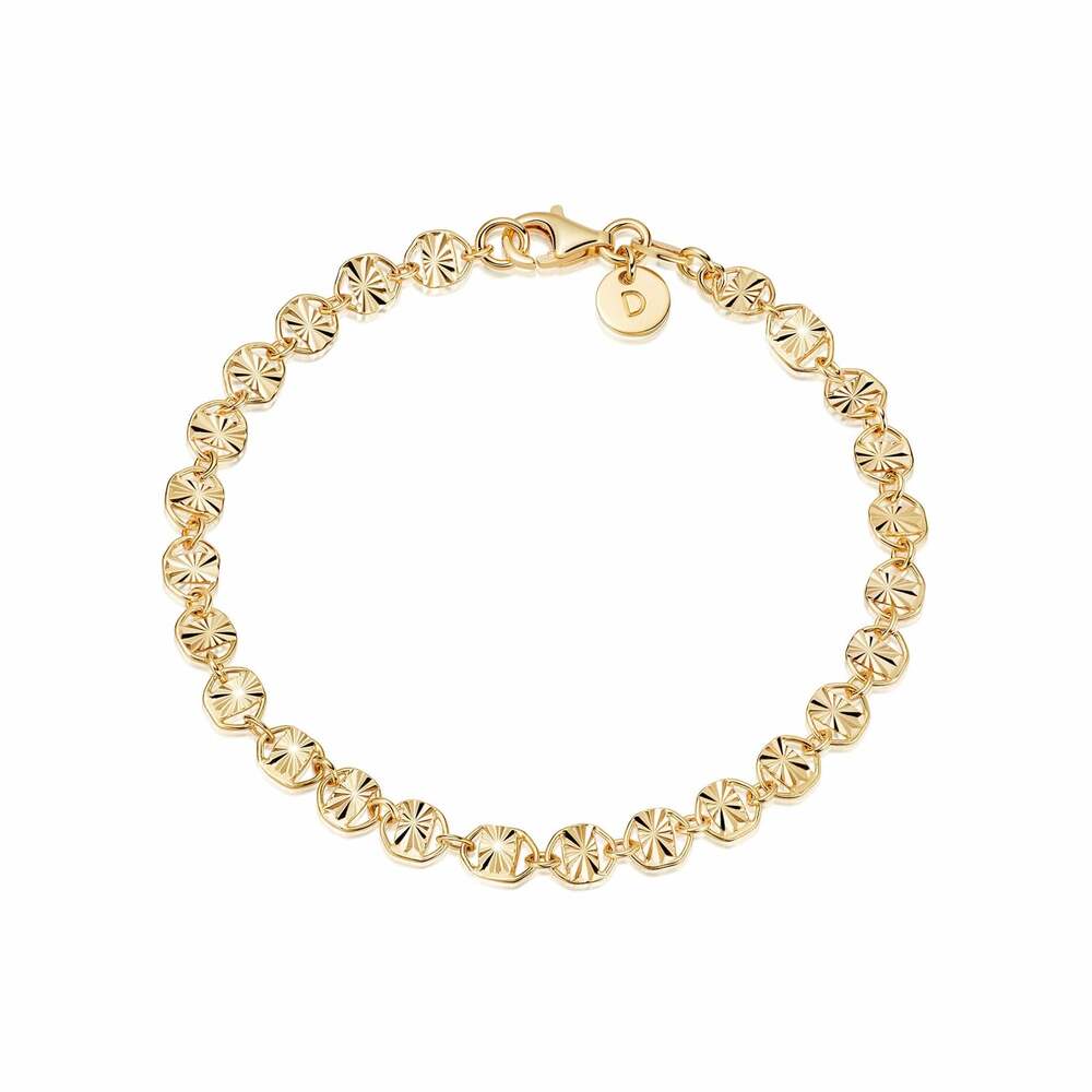 Daisy London Gold Plate Textured Sunburst Chain Bracelet