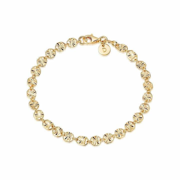 Daisy London Gold Plate Textured Sunburst Chain Bracelet