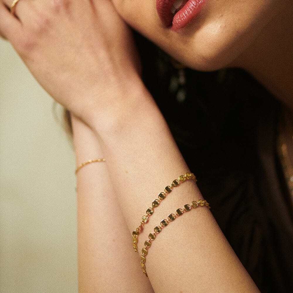 Daisy London Gold Plate Textured Sunburst Chain Bracelet Additional Image - 3