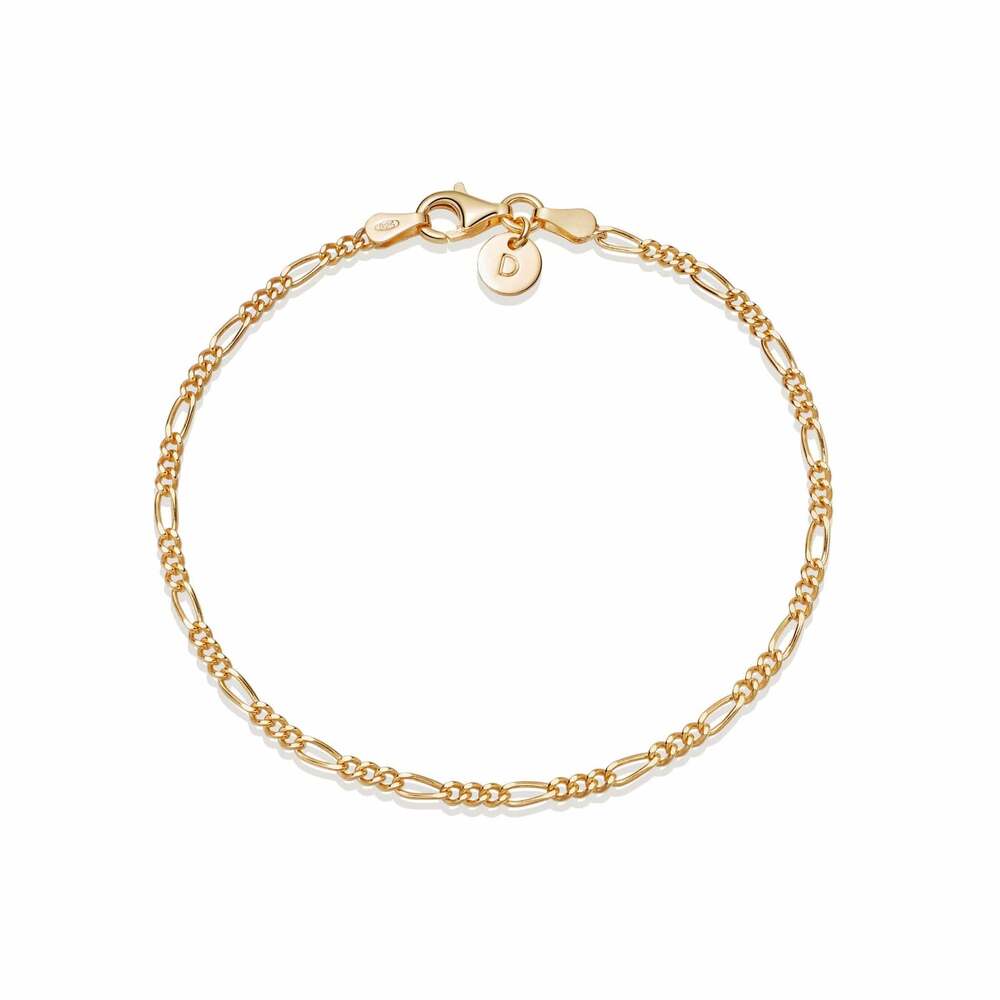 Daisy London Gold Plate Thin Figaro Chain Bracelet