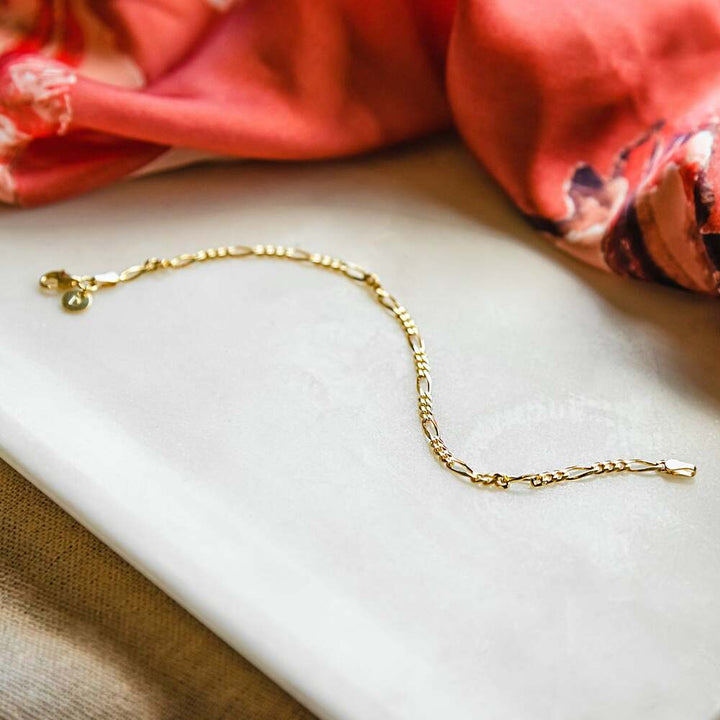 Daisy London Gold Plate Thin Figaro Chain Bracelet Additional Image - 2