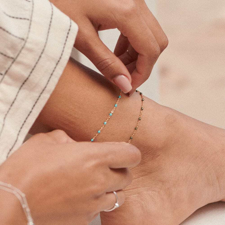Daisy London Gold Plate Turquoise Enamel Beaded Anklet Additional Image - 2