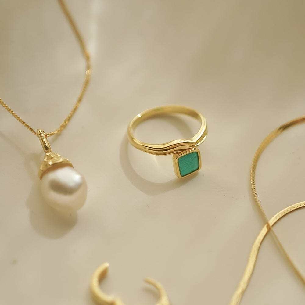 Daisy London Gold Plate Turquoise Wave Ring Additional Image - 2