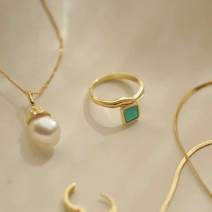 Daisy London Gold Plate Turquoise Wave Ring Additional Image - 2