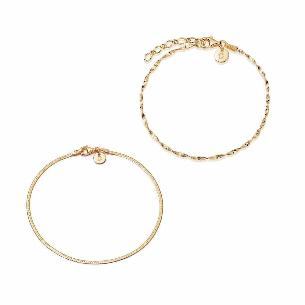 Daisy London Gold Plate Twisted Chain Bracelet Stack