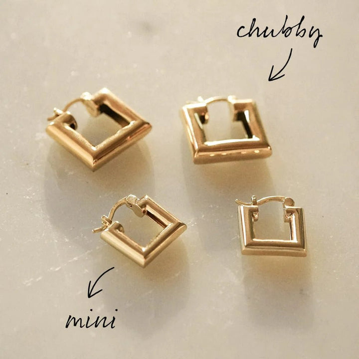 Daisy London Gold Polly Mini Chubby Square Hoops - MococoDaisy LondonSPE06_GP5056104126363Earrings