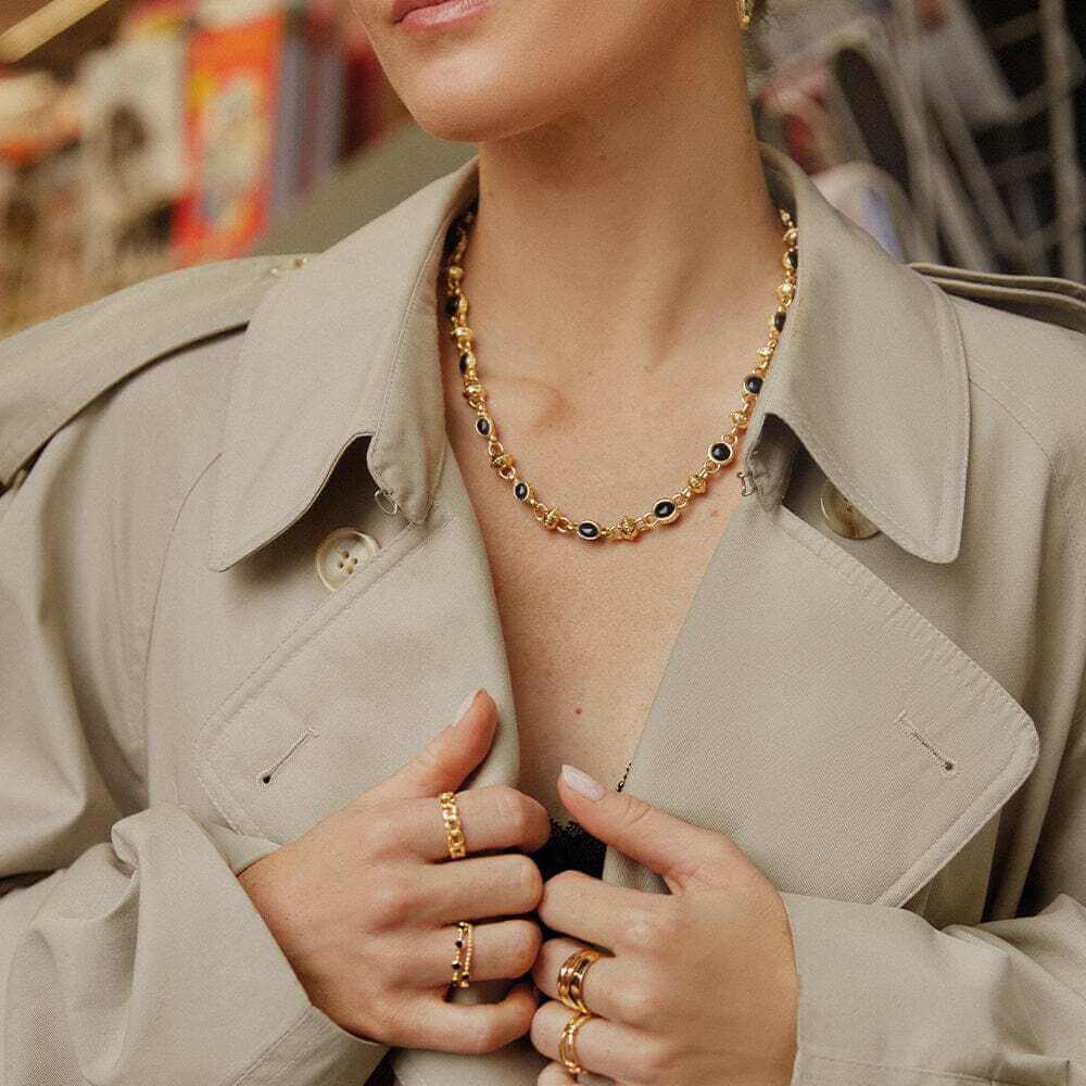 Daisy London Gold Polly Sayer Black Onyx Chain Necklace - MococoDaisy LondonSPN07_GPNecklaces