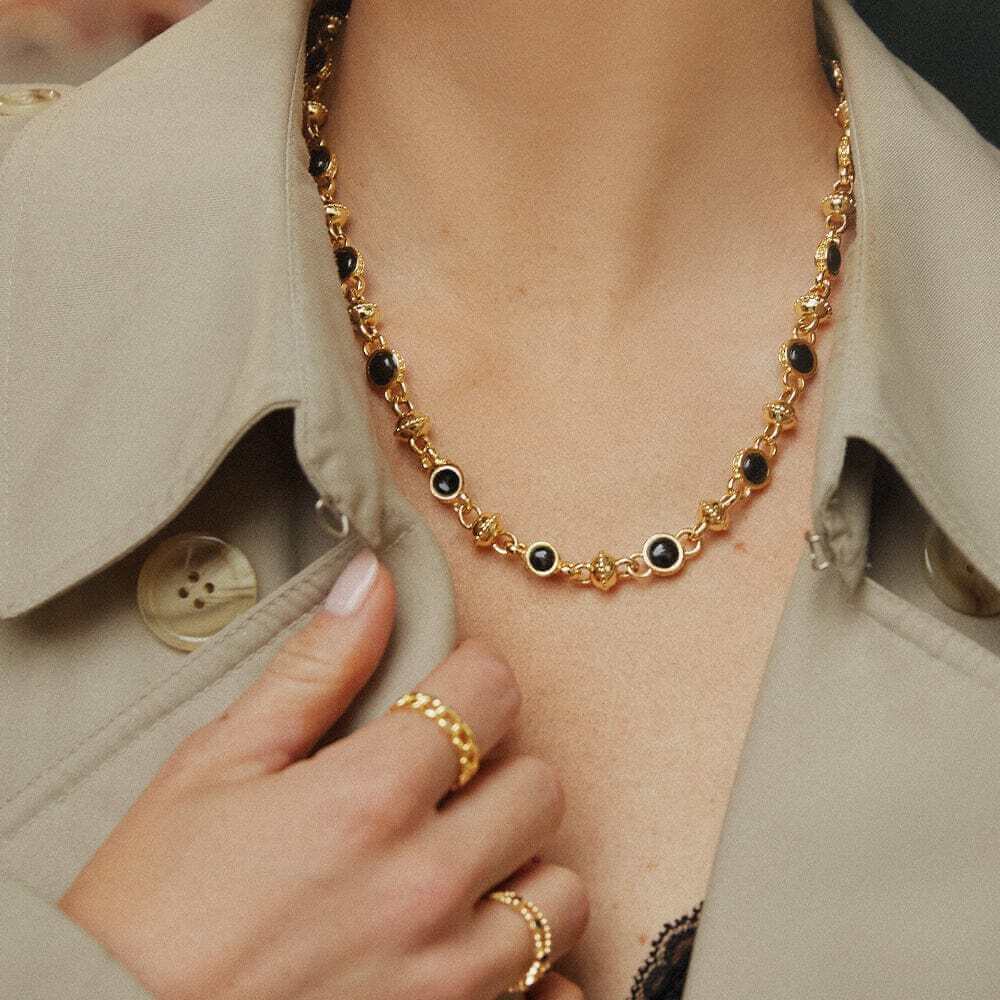 Daisy London Gold Polly Sayer Black Onyx Chain Necklace - MococoDaisy LondonSPN07_GPNecklaces