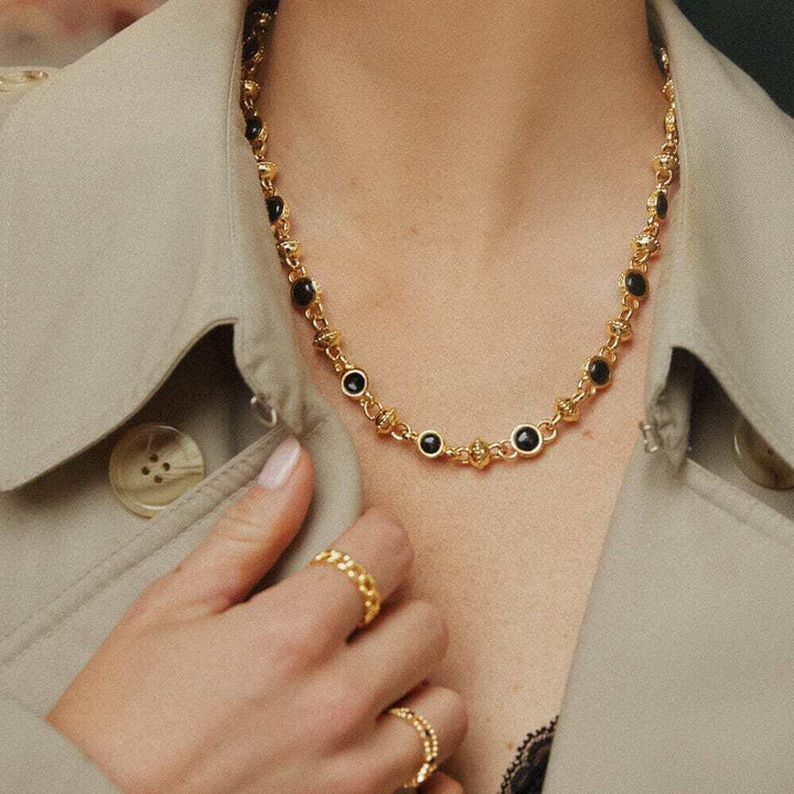 Daisy London Gold Polly Sayer Black Onyx Chain Necklace - MococoDaisy LondonSPN07_GPNecklaces