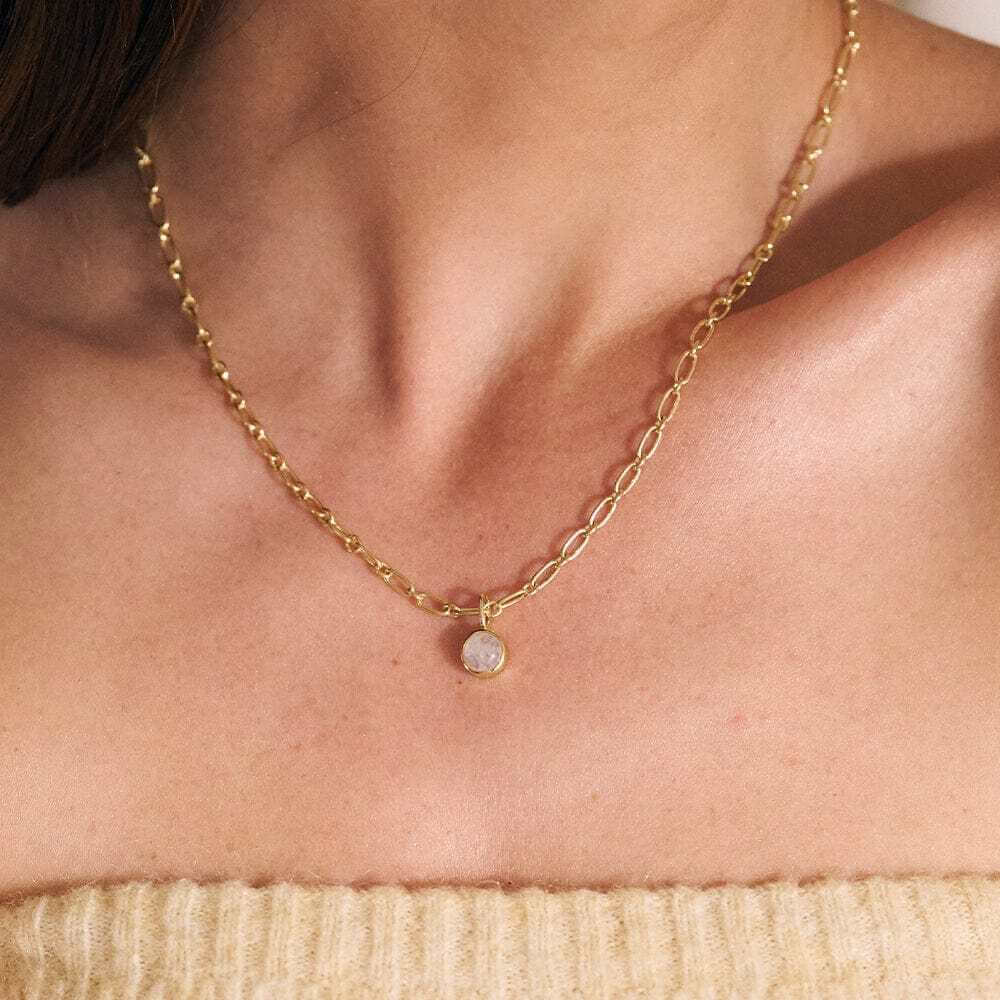 Daisy London Gold Rainbow Moonstone Chunky Healing Stone - MococoDaisy LondonHN5011_GPNecklaces