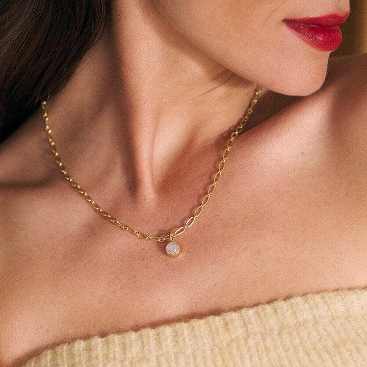 Daisy London Gold Rainbow Moonstone Chunky Healing Stone - MococoDaisy LondonHN5011_GPNecklaces