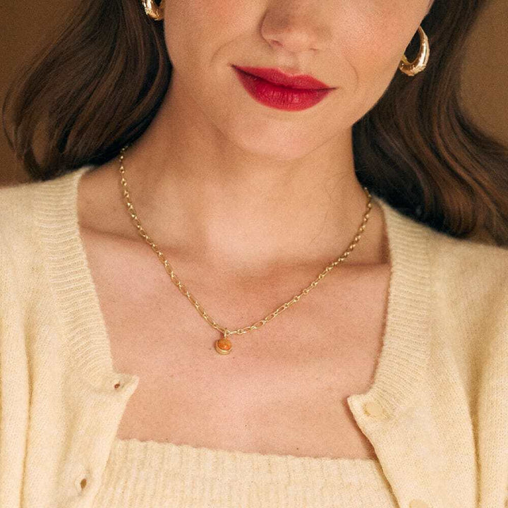 Daisy London Gold Red Coral Chunky Healing Stone Necklace - MococoDaisy LondonHN5012_GPNecklaces