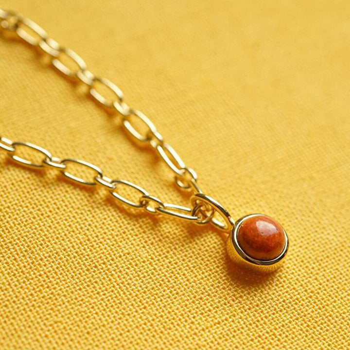 Daisy London Gold Red Coral Chunky Healing Stone Necklace - MococoDaisy LondonHN5012_GPNecklaces