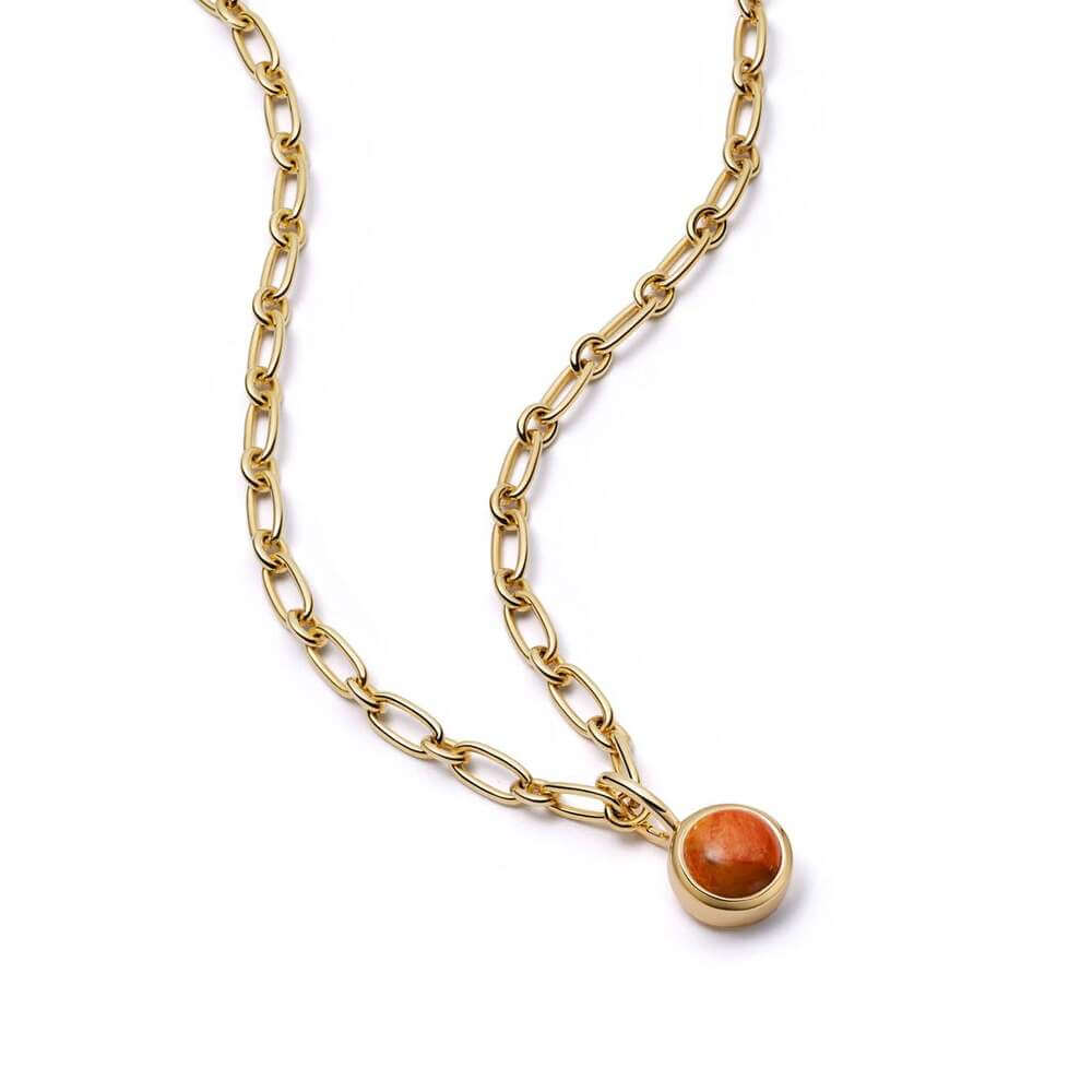 Daisy London Gold Red Coral Chunky Healing Stone Necklace - MococoDaisy LondonHN5012_GPNecklaces
