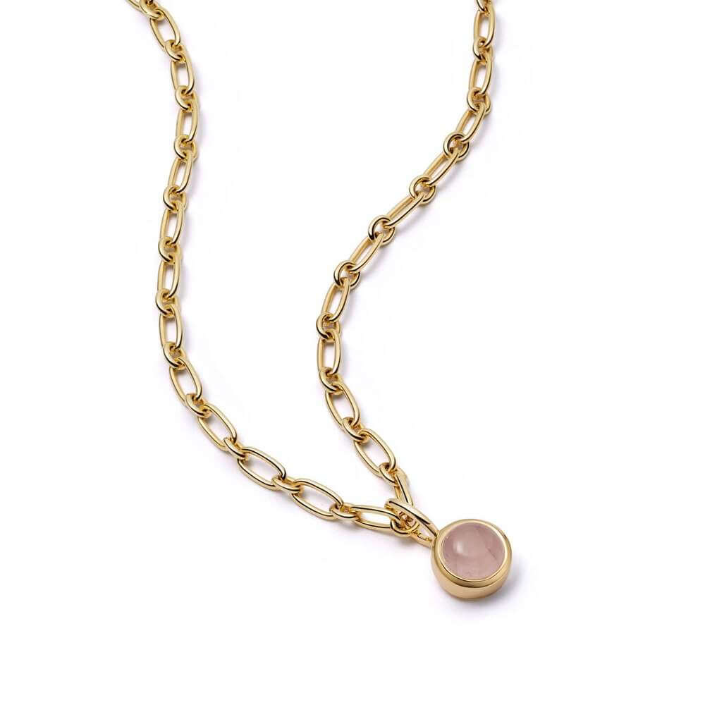 Daisy London Gold Rose Quartz Chunky Healing Stone Necklace - MococoDaisy LondonHN5005_GPNecklaces