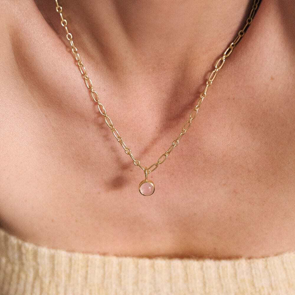 Daisy London Gold Rose Quartz Chunky Healing Stone Necklace - MococoDaisy LondonHN5005_GPNecklaces