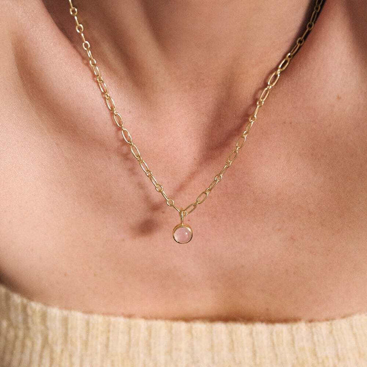 Daisy London Gold Rose Quartz Chunky Healing Stone Necklace - MococoDaisy LondonHN5005_GPNecklaces