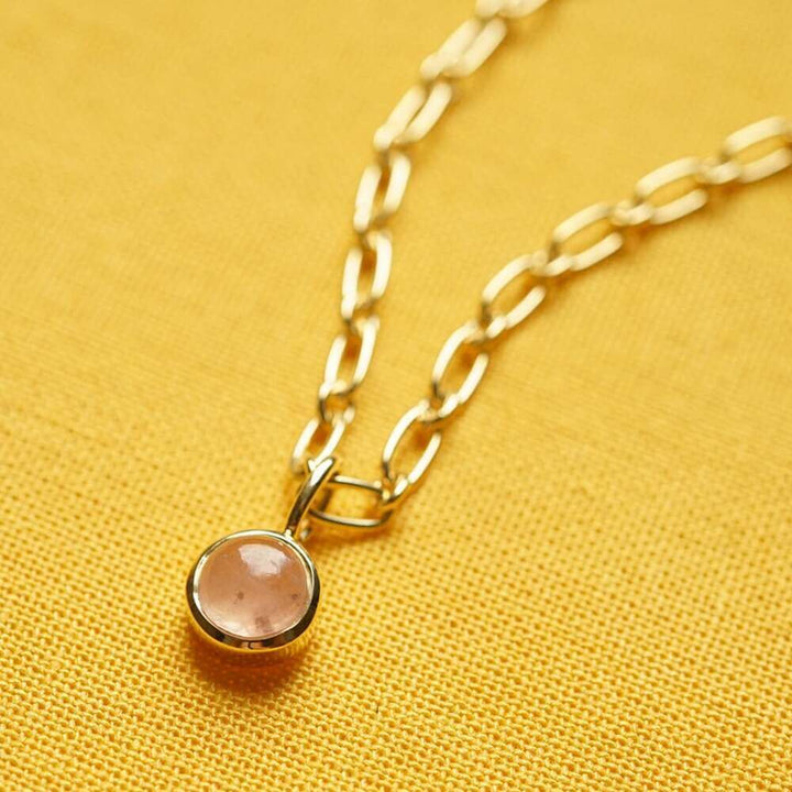 Daisy London Gold Rose Quartz Chunky Healing Stone Necklace - MococoDaisy LondonHN5005_GPNecklaces