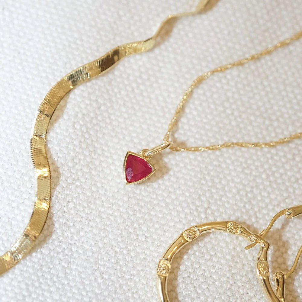Daisy London Gold Ruby July Birthstone Charm Necklace - MococoDaisy LondonBS19_GPNecklaces