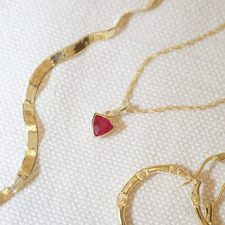 Daisy London Gold Ruby July Birthstone Charm Necklace - MococoDaisy LondonBS19_GPNecklaces