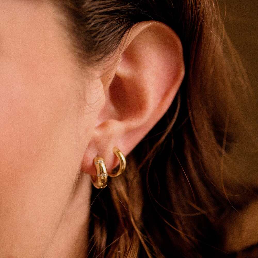Daisy London Gold Sapphire Hoop Earrings Additional Image - 1