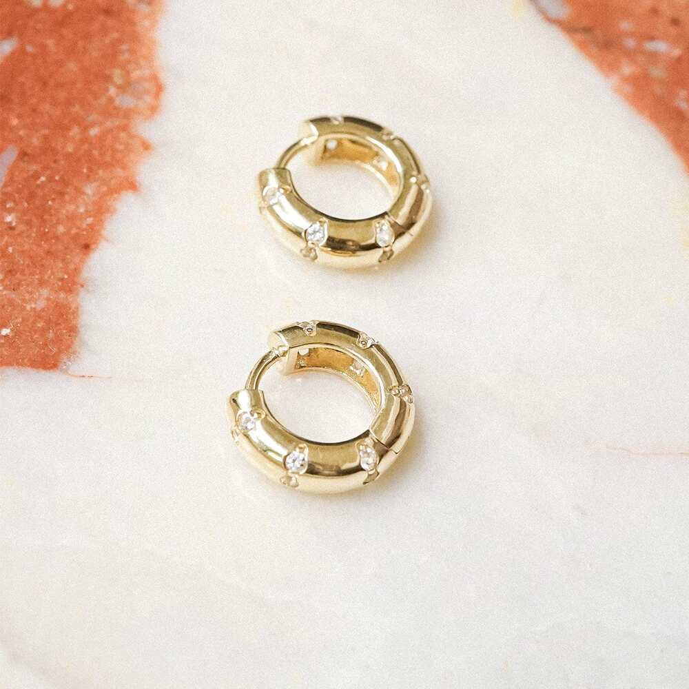 Daisy London Gold Sapphire Hoop Earrings Additional Image - 2