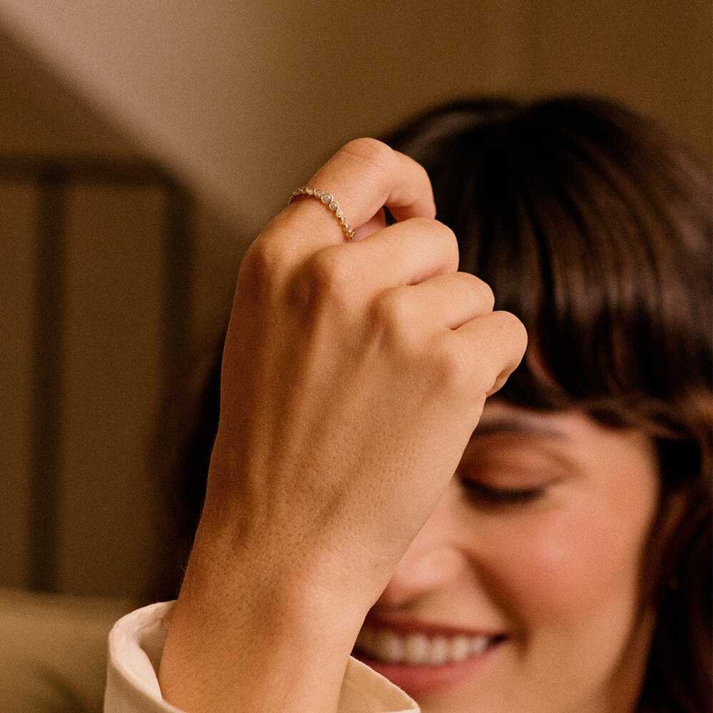 Daisy London Gold Sapphire Pave Ring Additional Image - 1